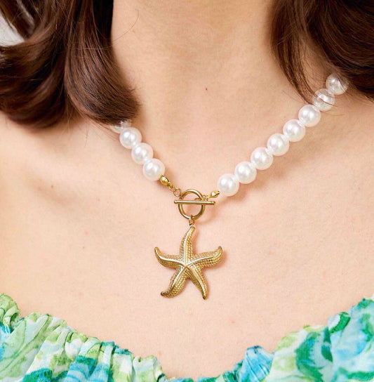 COLLIER PERLE - ÉTOILE DE MER