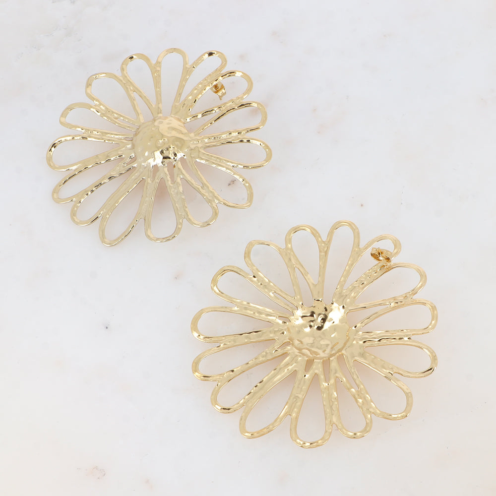BOUCLES PUCES - FLEUR AJOURÉE ET TEXTURÉE