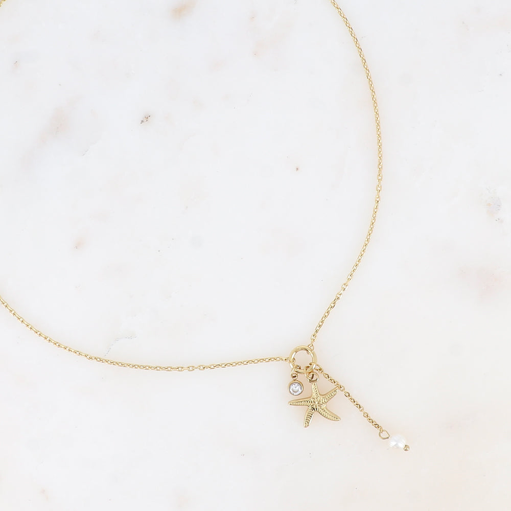 COLLIER - ETOILE DE MER ET PERLE D'EAU