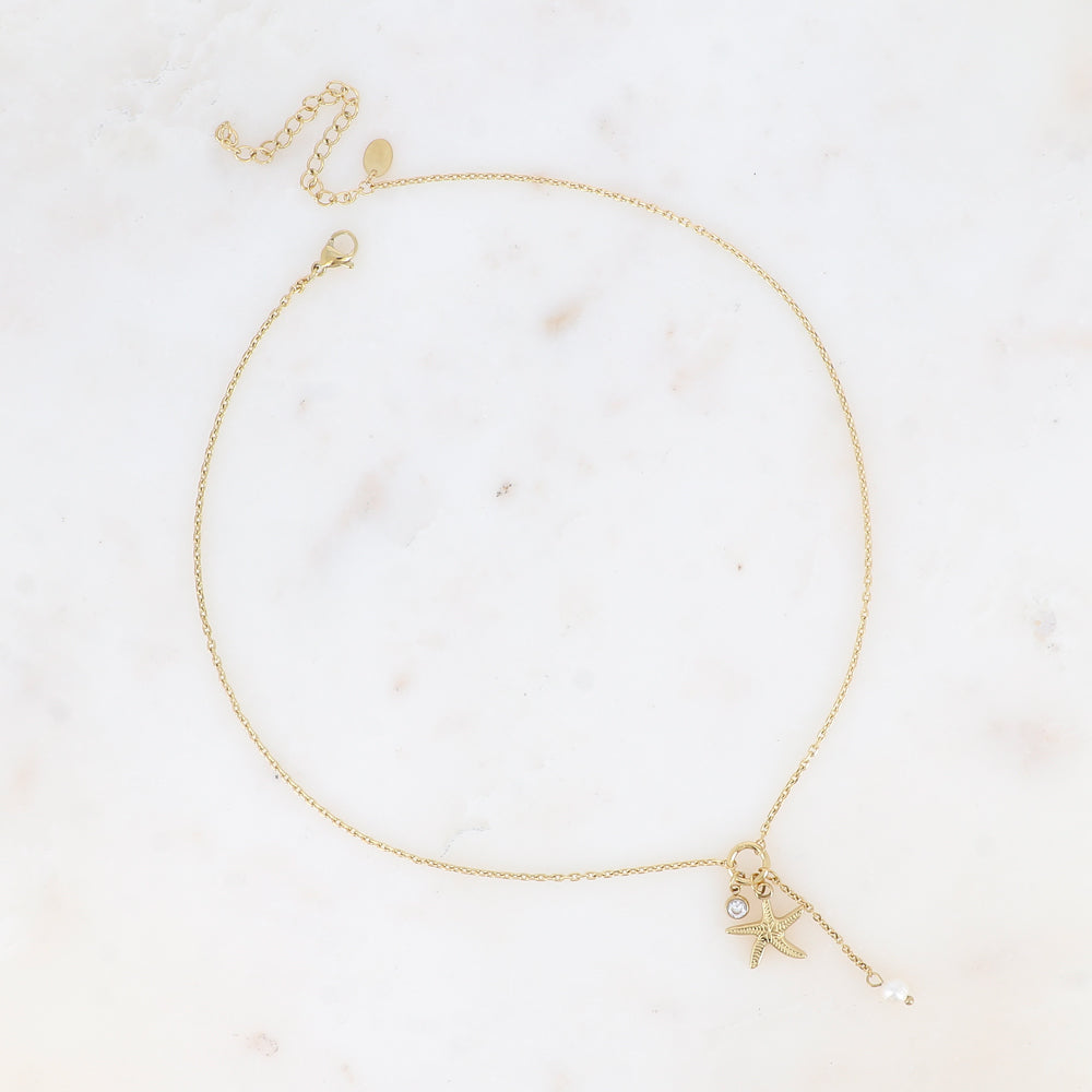 COLLIER - ETOILE DE MER ET PERLE D'EAU