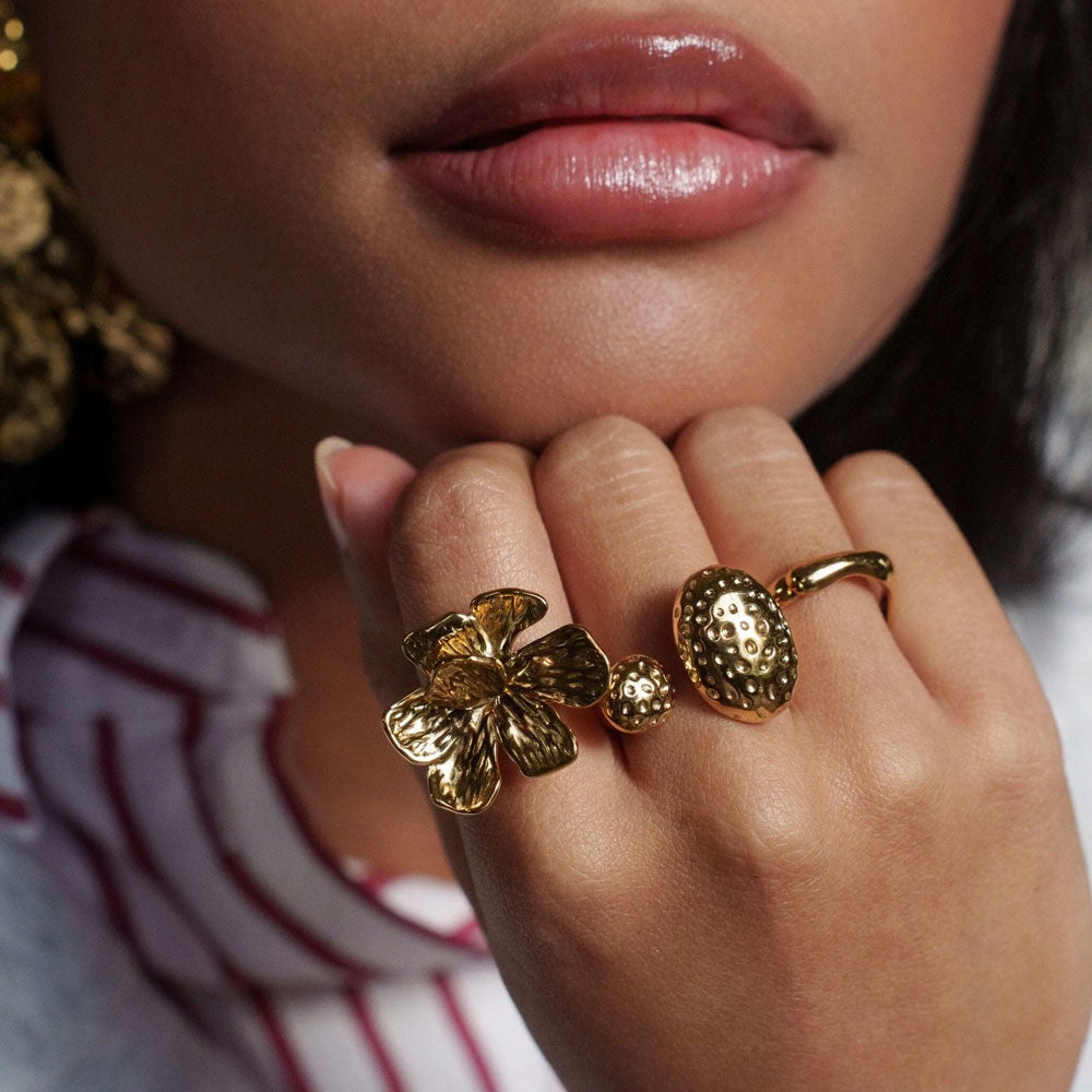 BAGUE - FLEUR TEXTURÉE