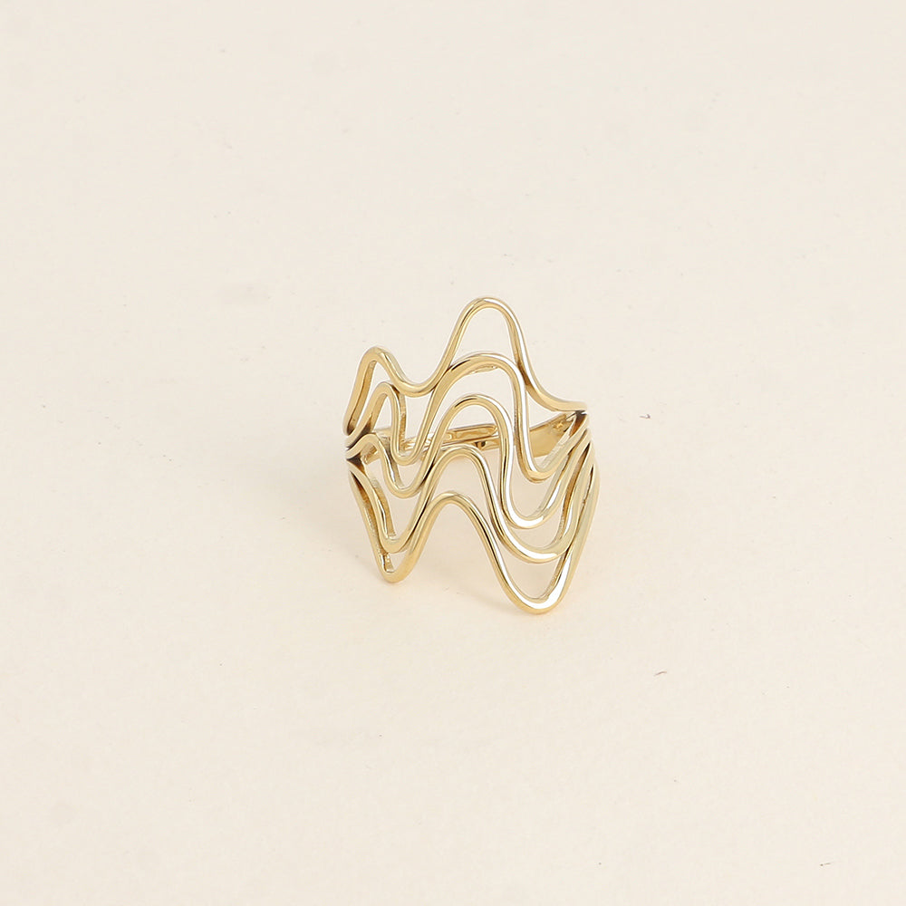 BAGUE LARGE - 5 ANNEAUX ONDULÉS