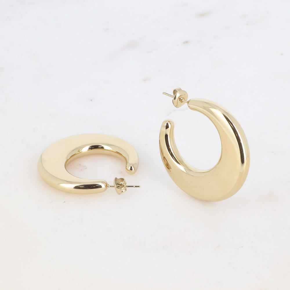 BOUCLES CREOLES - LUNE PLAT
